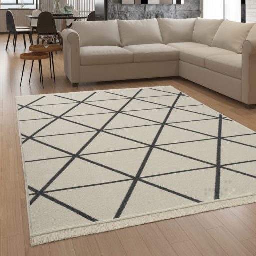 Ketoldalas pamut moshato nappali szonyeg rombusz, antracit 140x200 cm