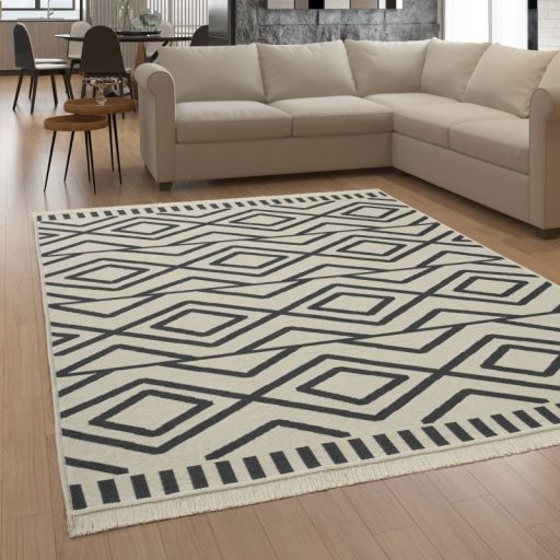 Ketoldalas pamut moshato nappali szonyeg absztrakt, antracit 60x90 cm