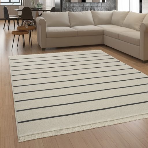 Ketoldalas pamut moshato nappali szonyeg csikos, antracit 160x220 cm