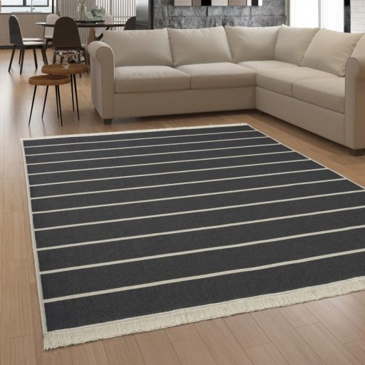 Ketoldalas pamut moshato nappali szonyeg csikos, antracit 80x250 cm