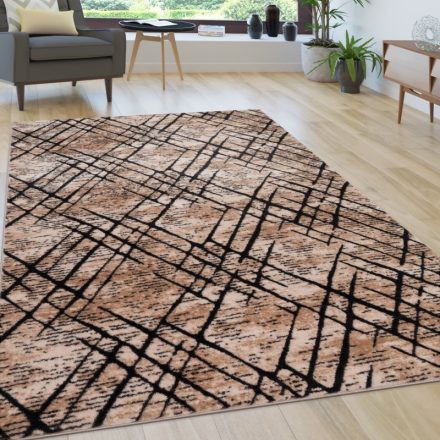 Modern szőnyeg nappaliba absztrakt mintával bézs 120 cm kör alakú