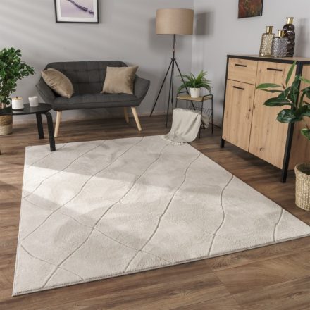 Skandináv szőnyeg nappaliba 3D hatású puha krém szőnyeg 160x220 cm