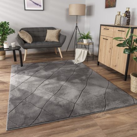 Skandináv szőnyeg nappaliba 3D hatású puha antracit szőnyeg 200x280 cm