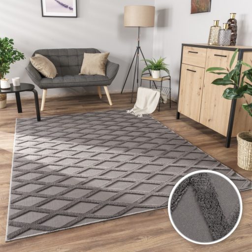 3D skandinav nappali szonyeg antracit rombusz mintas 60x100 cm