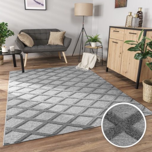 3D skandinav nappali szonyeg szurke rombusz mintas 160x220 cm