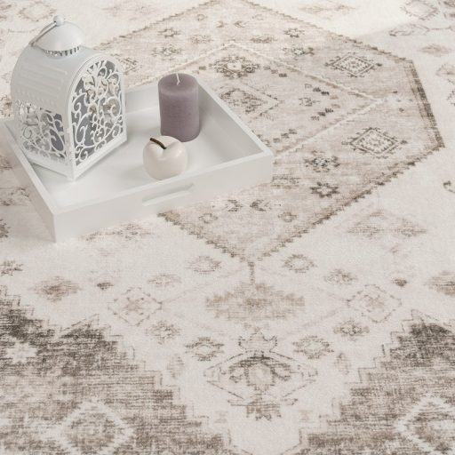 Szonyeg nappaliba - csuszasmentes, keleti mintas, borduros, bezs, 120x160 cm