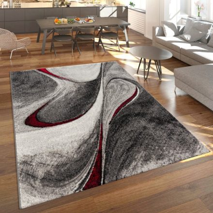 Modern absztrakt mintás designer szőnyeg szürke-piros 80x150 cm