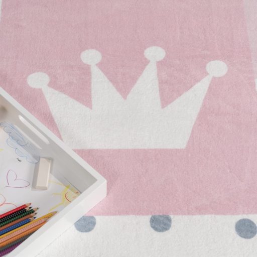 puha rozsaszin gyerekszonyeg szivecske mintaval kislanyoknak 240x340 cm