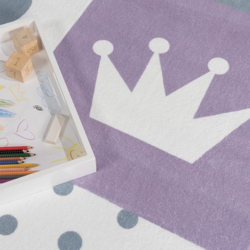 puha lila gyerekszonyeg szivecske mintaval kislanyoknak 200x280 cm