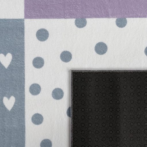 puha lila gyerekszonyeg szivecske mintaval kislanyoknak 240x340 cm