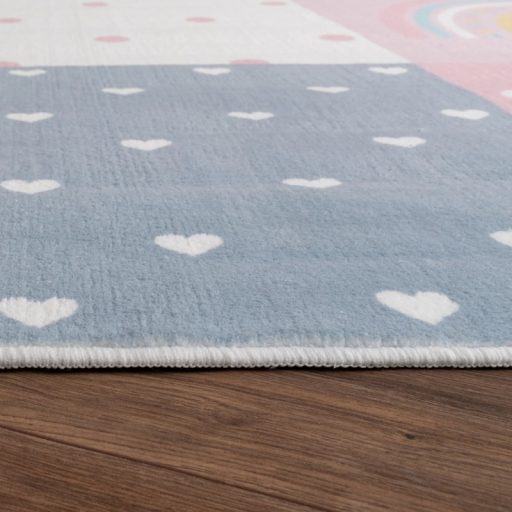 puha rozsaszin gyerekszonyeg szivarvany mintaval kislanyoknak 160x220 cm