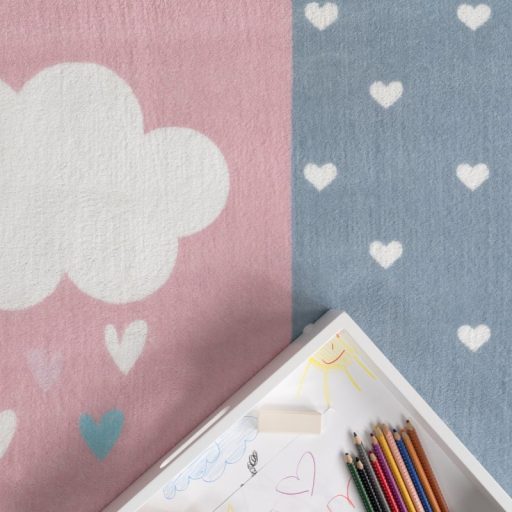 puha rozsaszin gyerekszonyeg szivarvany mintaval kislanyoknak 240x340 cm