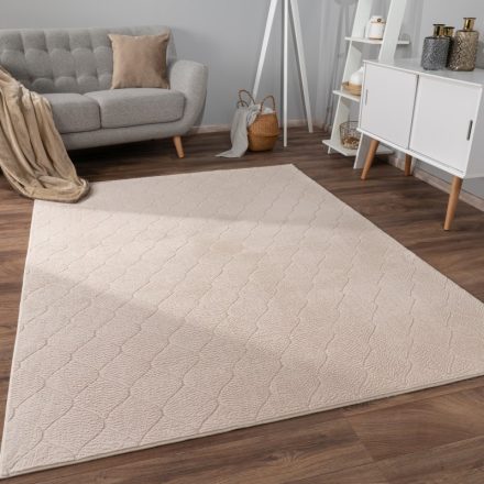 Marokkói mintás szőnyeg nappaliba 3D hatású bézs szőnyeg 160x220 cm