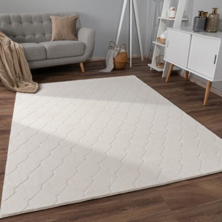 Marokkói mintás szőnyeg nappaliba 3D hatású krém szőnyeg 160x220 cm
