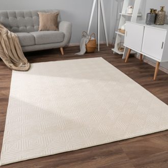 Nappali szonyeg, geometria mintaval 3D hatasu krem 120x160 cm