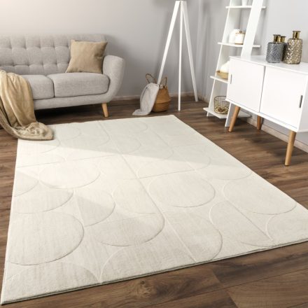 Skandináv szőnyeg nappaliba 3D geometria modern - krém szőnyeg 240x340 cm