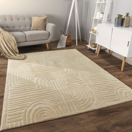 Skandináv szőnyeg nappaliba 3D modern - bézs szőnyeg 240x340 cm