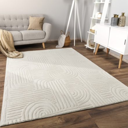 Skandináv szőnyeg nappaliba 3D modern - krém szőnyeg 240x340 cm