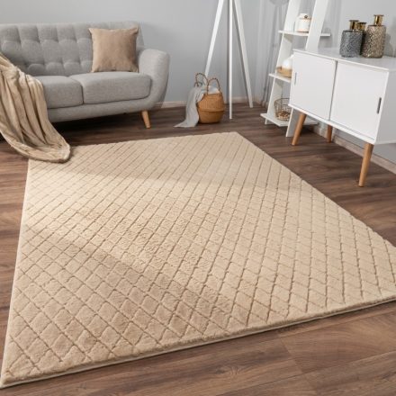 Skandináv stílusú modern szőnyeg nappaliba rombusz puha bézs szőnyeg 120x160 cm