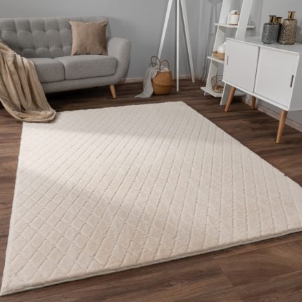 Skandináv stílusú modern szőnyeg nappaliba rombusz puha krém szőnyeg 80x150 cm