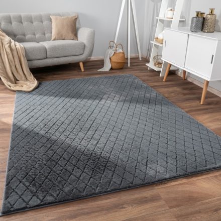Skandináv stílusú modern szőnyeg nappaliba rombusz puha antracit szőnyeg 80x150 cm