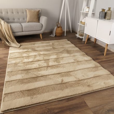 Bézs 3D modern szőnyeg nappaliba puha szőnyeg egyszínű 60x100 cm