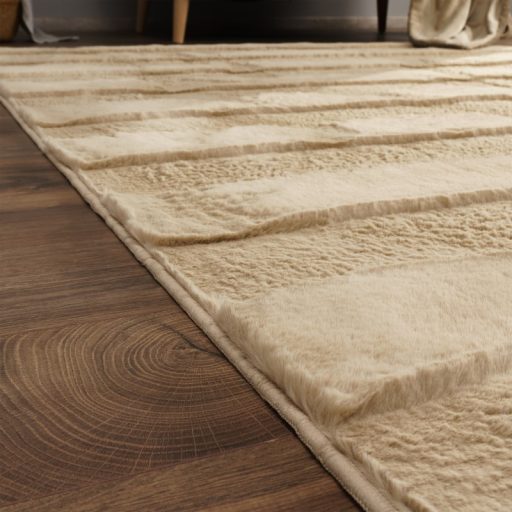 Szonyeg nappaliba - egyszinu, skandinav, 3D, bezs szonyeg, 60x100 cm, Ary