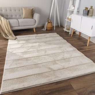 Szonyeg nappaliba - egyszinu, skandinav, 3D, krem szonyeg, 120x160 cm, Ary