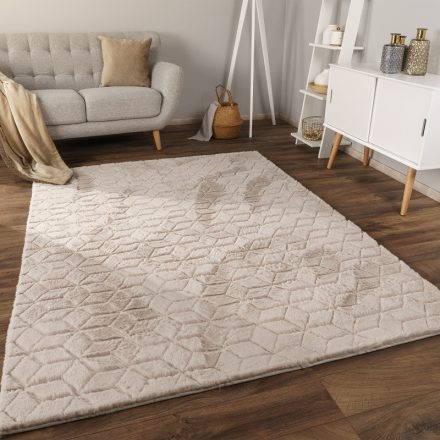 Bézs shaggy szőnyeg egyszínű skandináv szőnyeg nappaliba 160x220 cm