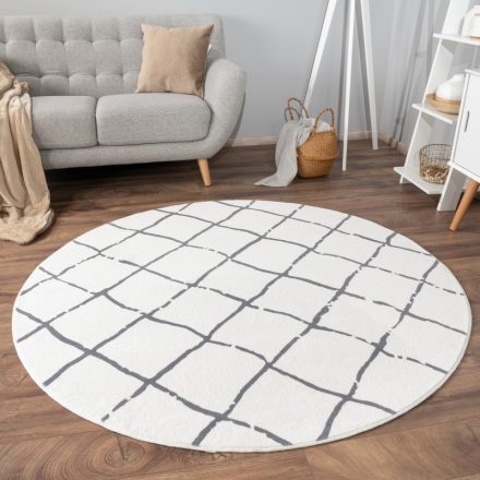 Skandináv szőnyeg nappaliba geometrikus antracit 120 cm kerek szőnyeg