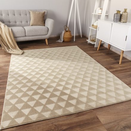 Skandináv stílusú modern szőnyeg nappaliba geometria mintás bézs 60x100 cm