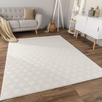 Modern szonyeg nappaliba - skandinav, geometria mintas, csuszasmentes, krem, 60x100 cm