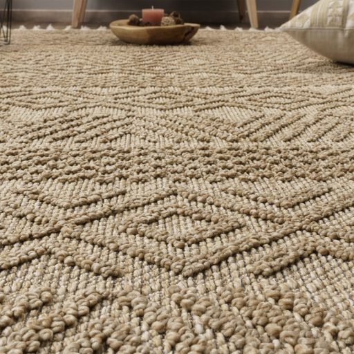 Szonyeg nappaliba - skandinav, 3D hatasu, rojtos, bezs, 160x220 cm, Milo