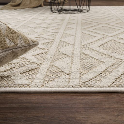 Szonyeg nappaliba - skandinav, ethno, rojtos, krem, 120x160 cm, Milo