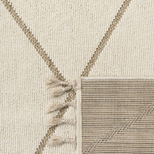 Szonyeg nappaliba - skandinav, rombusz mintas, rojtos, krem, 160x220 cm, Milo