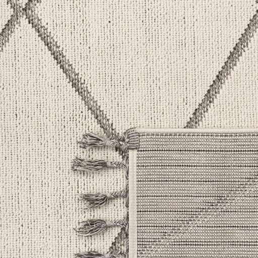 Nagymeretu nappali szonyeg - skandinav, rombusz, rojtos, krem-szurke, 240x340 cm Milo