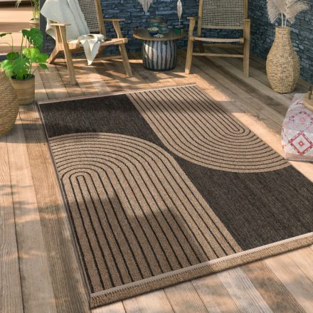Kültéri mosható szőnyeg 3D absztrakt mintával bézs-antracit 240x340 cm
