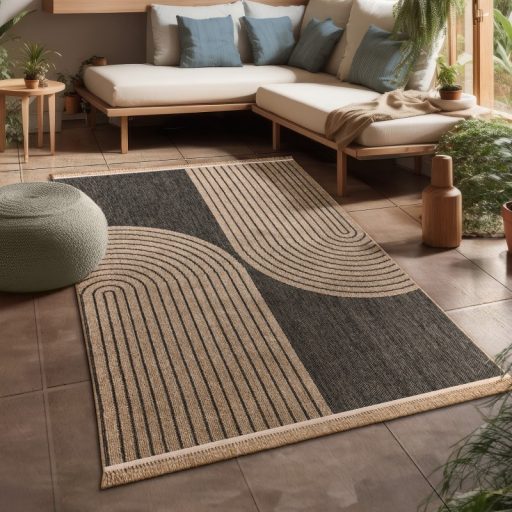 3D absztrakt bezs-antracit kulteri szonyeg 160x220 cm
