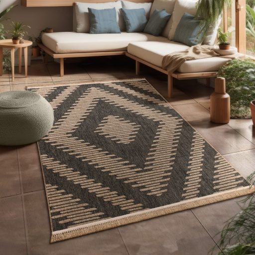 bezs-antracit kulteri szonyeg rombusz mintaval 160x220 cm