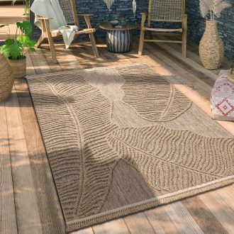 bezs-antracit kulteri szonyeg level mintaval 120x160 cm