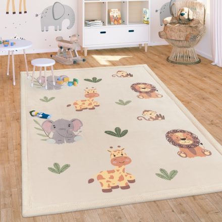 Gyerekszőnyeg csúszásmentes puha bézs szőnyeg állatos játszószőnyeg lányoknak 160x220 cm