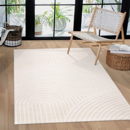 Krém 3D skandináv szőnyeg nappaliba egyszínű szőnyeg 240x340 cm