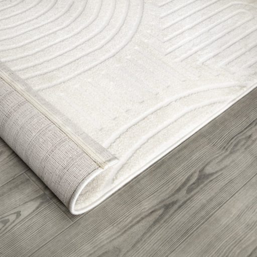 Szonyeg nappaliba - krem, 3D hatasu, skandinav, rovid szalu, 160x220 cm, Leon