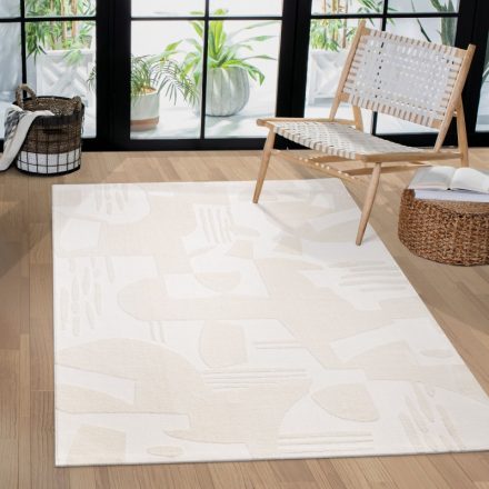 Krém 3D skandináv szőnyeg nappaliba egyszínű absztrakt szőnyeg 240x340 cm