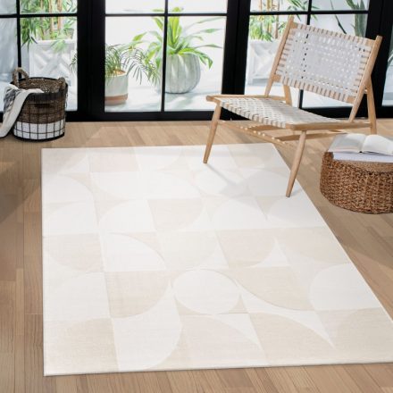 Krém 3D skandináv szőnyeg nappaliba egyszínű absztrakt szőnyeg 240x340 cm