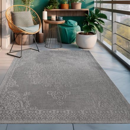 Kültéri szőnyeg 3D keleti klasszikus mintával mosható antracit 160x220 cm