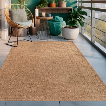 Kültéri szőnyeg 3D keleti klasszikus mintával bordűrös mosható - bézs 240x340 cm