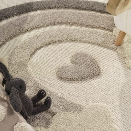 Kerek szőnyeg - Krém puha gyerek szőnyeg szivárvány 120 cm kör