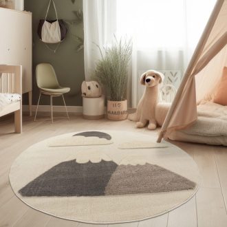 puha tapintasu krem szonyeg babaknak hegy mintas 160 cm kerek