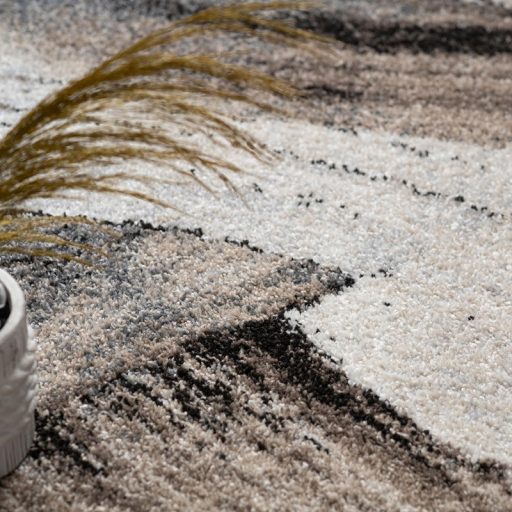 Nagymeretu modern szonyeg nappaliba- absztrakt mintaval, bezs szinu, 200x280 cm